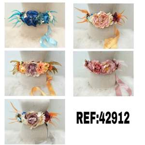 Cinturón de flores con plumas en ambos lados de 4 cm, cinturones para boda - Product Image 2