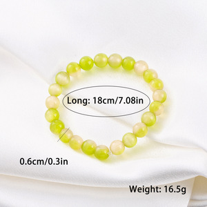 Pulsera de ojo de gato de cristal con gradiente verde de 8 mm, regalo de joyería unisex - Product Image 4