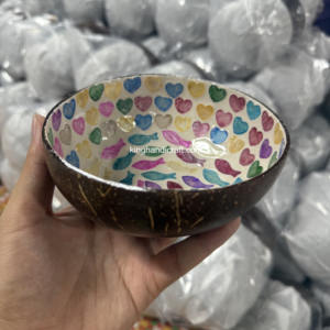 ภายในเคลือบชามกะลามะพร้าวงานฝีมือทำจากไม้ธรรมชาติใช้ซ้ำได้จานชามเป็นมิตรต่อสิ่งแวดล้อมน้ำหนักเบาทนทานสำหรับสลัด - Product Image 6