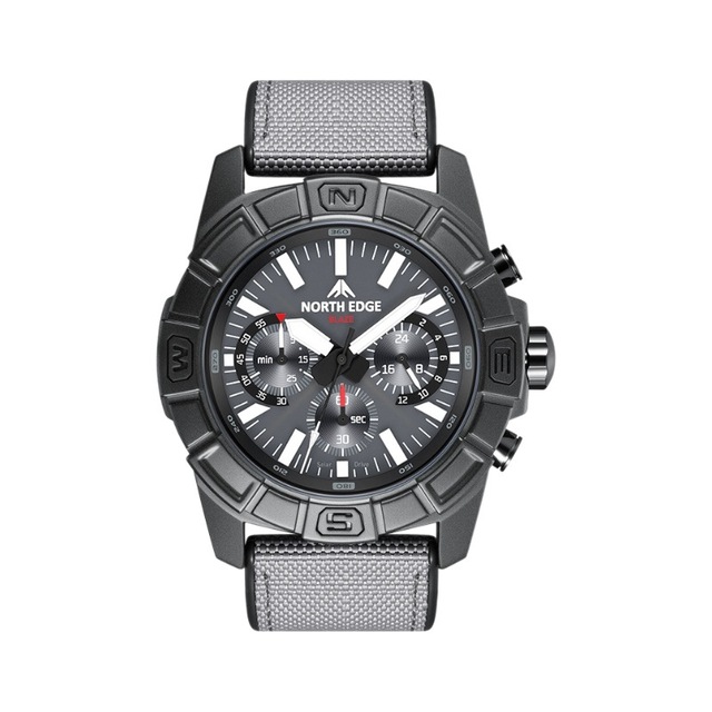 Outdoor Quartz Watch Stainless Steel Mineral-Strengthened Glass Solar Charging Chronograph Waterproof # BLAZE