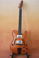 Guitare électrique jazz Yunzhi Archtop, 6 cordes, table en érable flammé massif sculptée à la main, touche en ébène, micros professionnels H/S