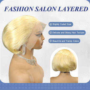 FH Cheap Price #613 <b>Pixie</b> Short <b>Wig</b> Brazilian Human Hair Transparent 13x4 Lace Frontal <b>Wig</b> - Product Image 3
