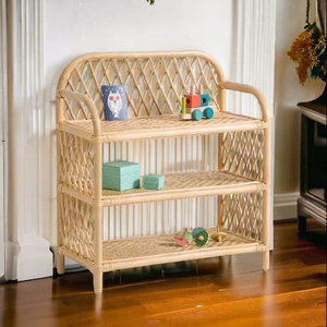 Elegante Estante de Almacenamiento de Bambú y Ratán de Tres Niveles para Armario, Decoración Ecológica y Sostenible para el Hogar - Product Image 1