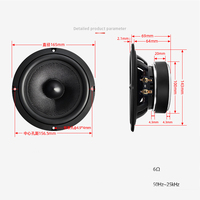 Subwoofer Mobil 6.5 Inch 6Ohm 30/50W, Speaker Bulat Kerucut Serat Karbon untuk Mobil