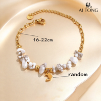 Bracelet en acier inoxydable plaqué or 18 carats étanche avec breloques en pierres naturelles et coquillages pour femme - Vente en gros, OEM, ODM