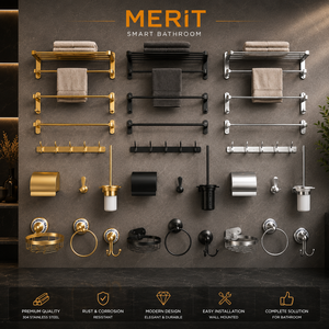Set di Accessori per Bagno e Cucina in Acciaio Inox Spazzolato Oro, Design Moderno, Facile da Pulire, Montaggio a Parete, Lussuoso - Product Image 4