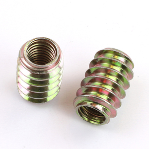 Inserts filetés M6 en acier au carbone plaqué zinc jaune pour meubles, inserts traversants pour bois - Product Image 4