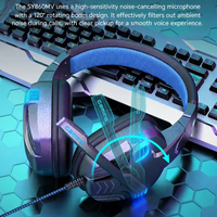 Casque de jeu SY860MV avec haut-parleur de basses de 40 mm, éclairage LED, son surround 3D, micro rotatif à 120°, 273 g pour PC PS5 Xbox One Switch