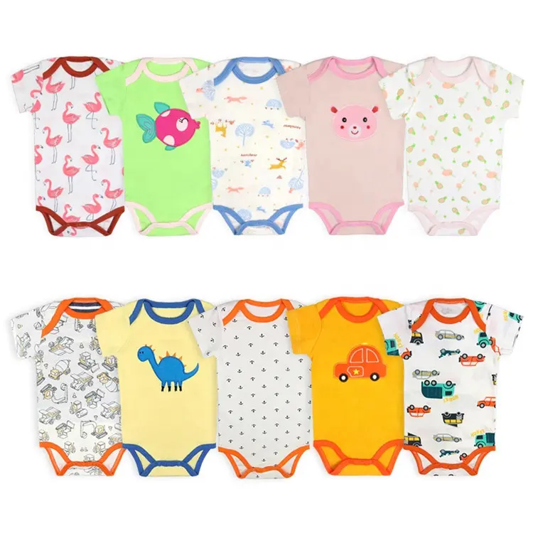 Born Baby Clothes Romper Premium Buy Direct New Summer Short Sleeve OEM Service Unisex Sunny Lovely Round Knitted 100% Cotton