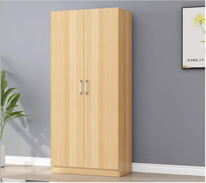 خزانة ملابس معدنية حديثة مخصصة بلون خشبي لغرفة النوم، خزانة تخزين بثلاثة أبواب - Product Image 2