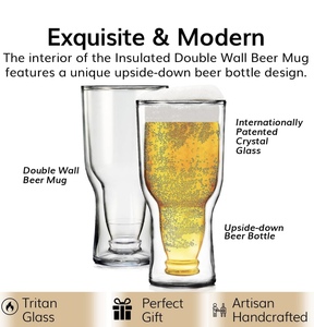 Nuevo Diseño, Vaso de Cerveza de Vidrio de Doble Pared de Borosilicato con Forma de Botella de Cerveza Invertida, 250 ml, 350 ml, Copa de Cerveza de Vidrio para la Copa Mundial de Fútbol - Product Image 6