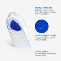 Coussinets en gel pour talons, amortissants, antidérapants, coussinets en gel pour fasciite plantaire, inserts pour talonnettes et soulagement de la douleur au talon
