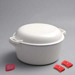 <span class=keywords><strong>Horno</strong></span> holandés de hierro fundido de 10 pulgadas al por mayor de fábrica, olla trenzada para hornear blanca y roja, <span class=keywords><strong>Horno</strong></span> Holandés de hierro fundido antiadherente con orejas dobles - Product Image 2