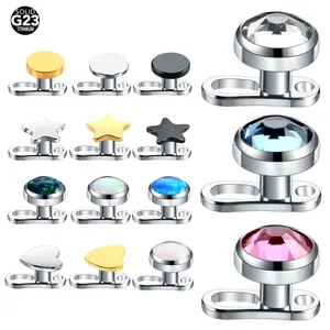 10Pcs Stock Implant Titanium Dermal Piercing 14G Hide in Skin Diver Piercing Dermal Anchor Top & Base Sets Body Jewelry