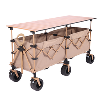 Chariot de pique-nique et de camping pliable robuste à quatre roues avec cadre en acier, couleurs personnalisables, vente en gros OEM