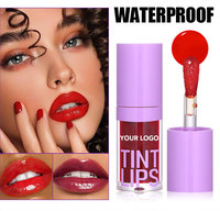 Kit de Rouge à Lèvres Liquide Brillant Naturel, Teinte Veloutée Aquatique, Grand Applicateur, Tube Violet, Fini Soie, Résistant aux Baisers, Votre Logo