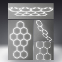 Lampes LED hexagonales portables 720W pour atelier, garage, bureau - Classement IP55, garantie 3 ans, 14 têtes de lampe, dimmables