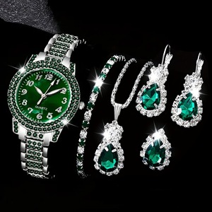 <span class=keywords><strong>6</strong></span> Ensembles de Vêtements pour Femmes : Montre à Quartz avec Cadran Vert et Bijoux en Forme de Goutte d'Eau - Éléments Élégants pour un Usage Quotidien N2603126 - Product Image 1