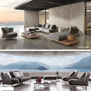 Langlebiges Modernes Massivholz-Sofa-Set mit UV-Beständigem PE-Rattan Allwetter-Stoff Dicke Kissen für den Außenbereich in Hotel und Villa - Product Image 5