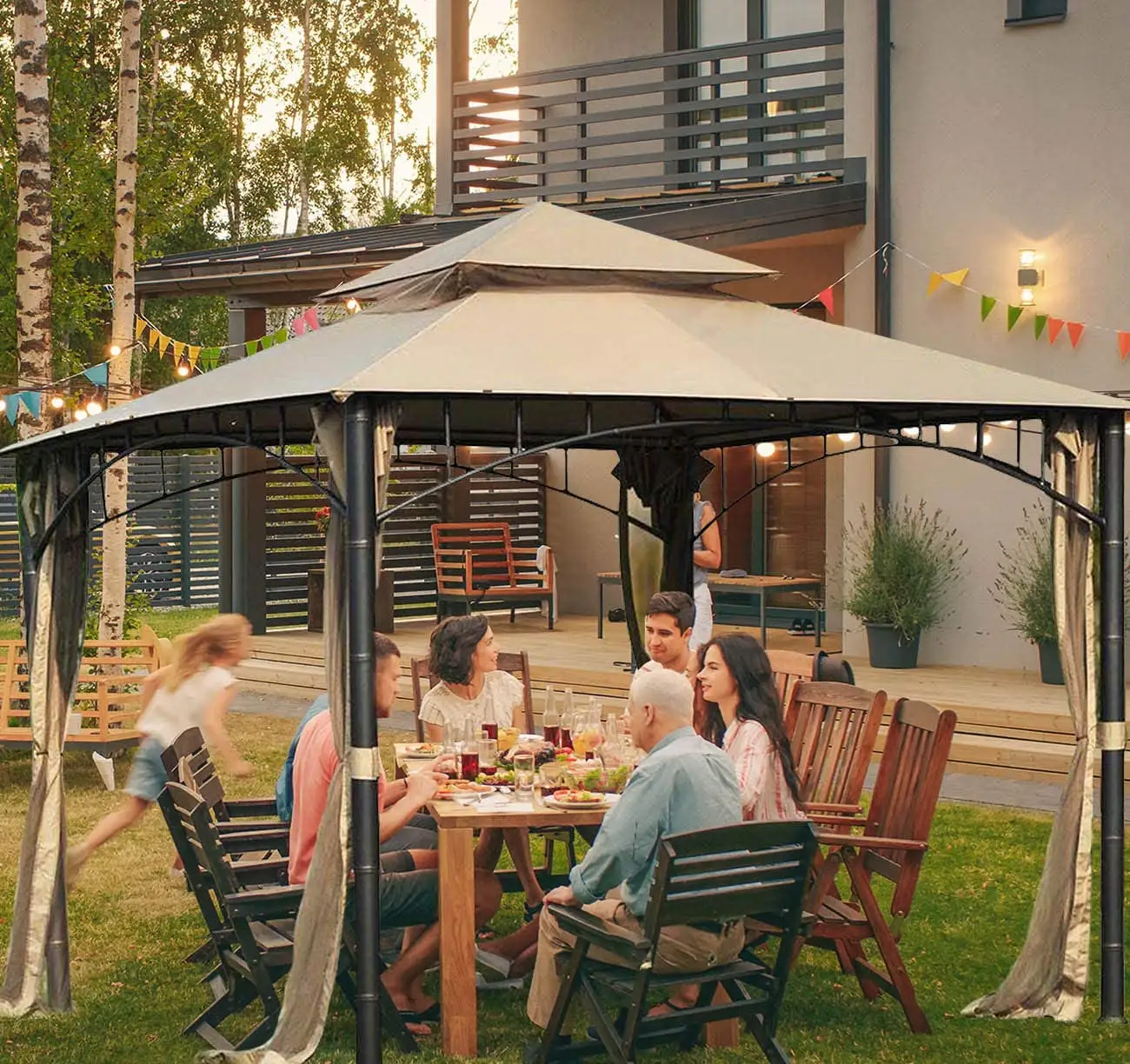 Braune, wasserdichte Ersatz decke für den Außenbereich, quadratischer Khaki-Garten pavillon ersetzen die Decken abdeckung