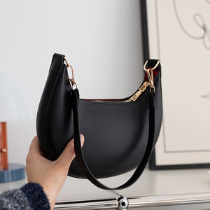 Crescent Moon Women's <b>Shoulder</b> <b>Bag</b> Middle Size Underarm <b>Bag</b> Everyday Use <b>White</b> Black Red Coffee Color - Product Image 4