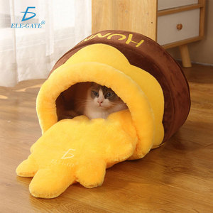 Coussin pour animaux Ele-Gate Honey Jar pour chats et chiens, sac de couchage en peluche douce avec intérieur chaud, lit confortable pour animaux - Product Image 5