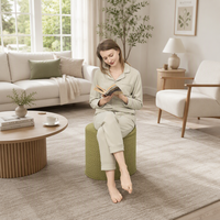 Banc ottoman moderne 2026 en mousse à mémoire de forme au charbon de bambou, tissé et gaufré, avec housse amovible réglable en polyester résistant à l'eau