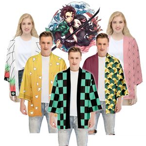 Camiseta de Anime para Hombre, Diseño de Demon Slayer, Kamado Nezuko, Kanroji Mitsuri, Yukata, Manga Tres Cuartos, Haori, Kimono, Capa - Product Image 1