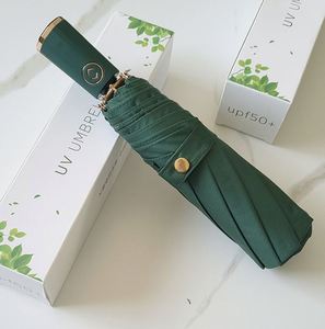 Parapluie de voyage compact automatique à 3 plis de 21 pouces avec logo personnalisé imprimé pour hommes et femmes, cadeaux promotionnels d'affaires - Product Image 2
