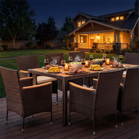 Ensemble de table et chaises de jardin en bois d'acacia de qualité supérieure, ensemble de table et chaises en rotin pour patio, jardin, cour