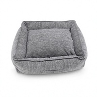Coussin carré gris en peluche pour chien, canapé-lit surélevé pour animaux de compagnie, lit doux pour chiot pour coin de maison