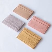 Porte-cartes en cuir PU ultra fin avec fente ouverte, texture crocodile et grain de pierre, pour usage quotidien