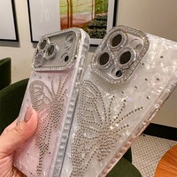 Coque de téléphone papillon ajourée en strass de luxe léger, motif exquis, compatible avec iPhone 17 16 15 14 13 12