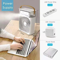 Ventilador 3 en 1, Nuevo Aire Acondicionado Portátil, Enfriador de Aire Pequeño para el Hogar, Luz Nocturna LED, Humidificador, Ventilador con Ajuste de Aire, Ventilador para Oficina y Hogar