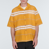 Logo d'été personnalisé en coton tricot à manches courtes boutonné hommes tricots de luxe doux haut tricoté chemises au crochet