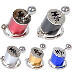 Porte-clés pommeau de levier de vitesse court six vitesses en alliage de zinc, style course automobile, pour pièces automobiles, cadeau en métal - Product Image 1