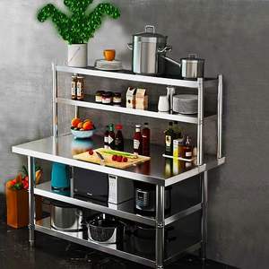 Table de travail rectangulaire en acier inoxydable de style industriel avec étagères robustes pour cuisine de conteneur, cantine, <span class=keywords><strong>chef</strong></span>, production - Product Image 4