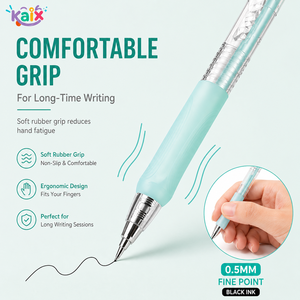 ชุดปากกาเจล KAIX Aesthetic ST Nib ขนาด 0.5 มม. หมึกแห้งเร็ว สีดำ พร้อมด้ามจับยางนุ่ม เหมาะสำหรับการเรียนและการทำงานในสำนักงาน  เป็นไอเดียของขวัญ - Product Image 5