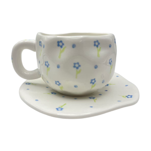 Direkt ab Werk Tassenset im süßen Feen-Design, koreanischer Stil, mit handbemalten Blumen und Schleifen, Keramiktasse mit Untertasse für Tee und Kaffee - Product Image 3
