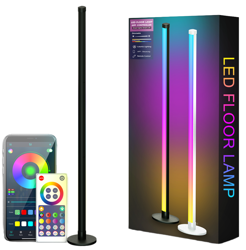 Factory Direct Nordic Modern RGBIC Floor Lamp 16 Million Colors Fixed Angle Design WiFi Bluetooth Music Sync LED Floor Lamp