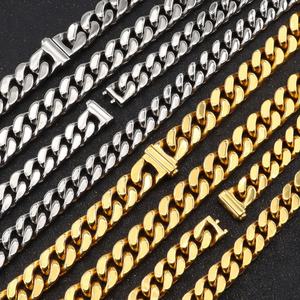 Acero inoxidable Hip Hop Cadena de eslabones cubanos de Rue Glacie Cadena de oro Joyería Oro de 18 quilates Joyería de acero inoxidable Collar grande - Product Image 3