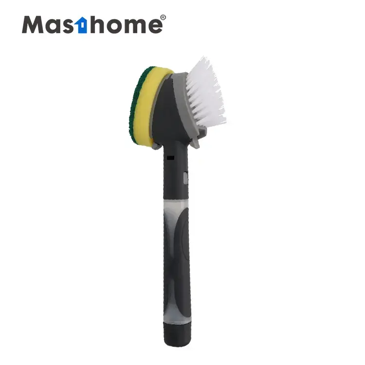 Masthome Smart Kitchen Scrub Jabón Dispensación Limpieza Sartén en aerosol Esponja reemplazable Cepillo para platos Mano de plástico sostenible