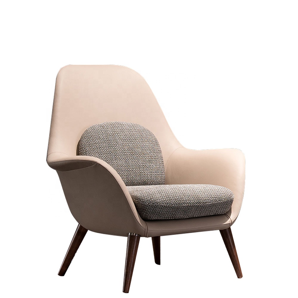 Wholesale Home Furniture PU Leather Wood Lounge Chair Restaurants Hotel Wood Chairs Luxury Living Room Chairs