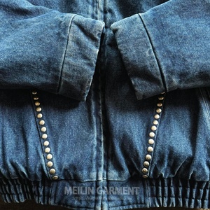 China Suppliers Custom Fashion Vintage Denim Zip up <b>Jacket</b> for Men Street Wear High Quality Pearl <b>Rhinestone</b> Denim <b>Jacket</b> - Product Image 3