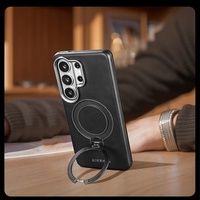 Nouvel étui magnétique en cuir PU plaqué pour Samsung S26 S23 S24 S25 Ultra Plus avec protection à 360° °   Support en métal pour téléphone, coque antichoc