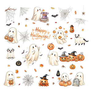 Venta al por mayor de Adhesivos Decorativos Estáticos para Ventanas de Halloween con Diseños de Fantasmas, Calabazas, Perros, Gatos, Murciélagos y Arañas, Pegatinas de Cristal para una Decoración Feliz de Halloween en el Hogar - Product Image 6