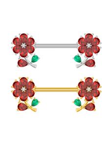 귀여운 체리 패션 스테인레스 스틸 지르콘 약혼 바디 피어싱 보석 유방 젖꼭지 반지 플래티넘/골드 도금 도매 - Product Image 4
