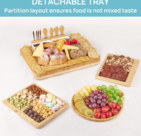Ensemble de planches à fromage en bambou et bois, planche à découper en bambou de style occidental avec couteau et fourchette en ardoise, plateau à fromage en bambou