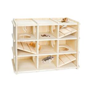 Caja de aventuras para hámsteres, de madera, con múltiples cámaras y túnel, diseño sólido, ecológica y resistente a mordeduras - Product Image 5