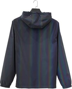 Custom Logo <b>Men's</b> Rainbow Holographic <b>Reflective</b> <b>Jacket</b> Waterproof Hip Hop Streetwear Windbreaker Laser Iridescent Hooded Coat - Product Image 2